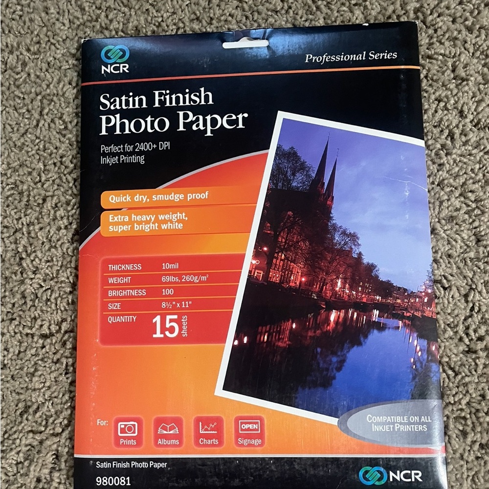 Satin finish glossy photo paper
